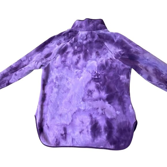 Green Tea Fleece Pullover Womens XL Purple Tie Dye Snap Neck Pockets Used - Picture 12 of 13